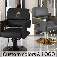 Fauteuil de Barbier Hydraulique Personnalisé Mason, Style Chinois Moderne et Minimaliste, en Cuir, pour Salon de Coiffure Commercial, Chaise de Coiffure pour Permanente