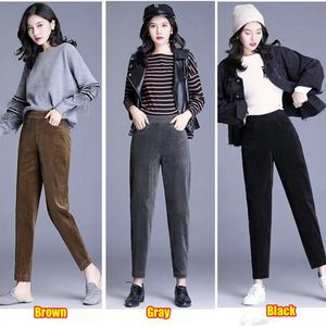 Women's Winter Corduroy Long <strong>Harem</strong> <strong>Pants</strong> High Waist Elastic Waist Closure Slim Fit Skinny Leg with Plush Pocket Warm Stylish - Product Image 3