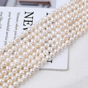 Perles de Zhuji en gros, perles d'eau douce de 7-8 mm, chaîne de perles naturelles, accessoires de bricolage avec perles de pomme de terre perforées pour la confection de colliers - Product Image 1