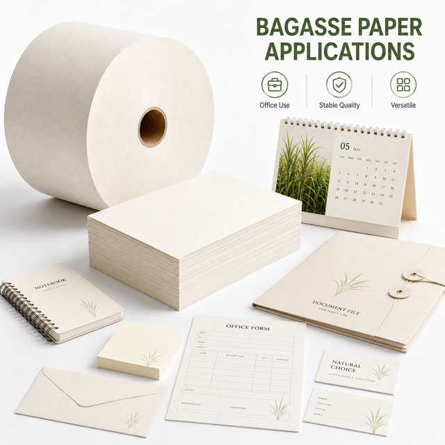 Wholesale Food Grade Biodegradable Sugarcane Bagasse Paper Roll Custom Wrapping Paper for Gift Food Cosmetic Bakery Packaging