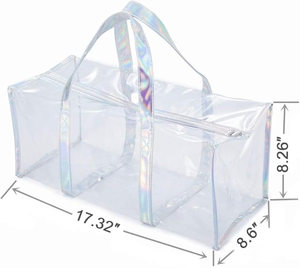 Sac de plage transparent personnalisé pour femmes, grand sac fourre-tout avec fermeture éclair, trousse de toilette en PVC, pochette portable imperméable - Product Image 4
