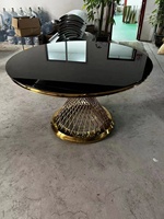Hot Gold rond en acier inoxydable pieds tables à manger miroir table de gâteaux de mariage en verre à vendre