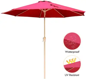 ขายส่ง parasol ระเบียง-ร่มแบบพับได้กันแสงยูวีสีแดง8ก้าน,ร่มกันแดดใช้ในสวนระเบียงลานบ้าน
