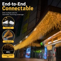 Guirlandes lumineuses LED de haute qualité, rideau de lumières en forme de glaçons, étanches IP65, à intensité variable, 24V-220V, connectables, lumières féériques, pour l'intérieur et l'extérieur, Noël