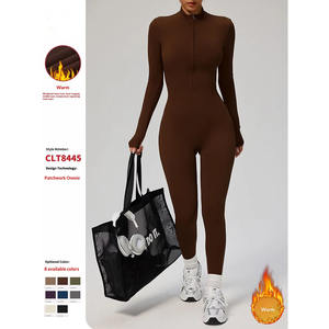 Nouveau style européen et américain, automne-hiver, velours fin, fermeture éclair, respirant, sans couture, bretelles spaghetti, manches longues, yoga, sport - Product Image 2