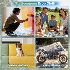 Plastic Drop Cloth 9x12ft 6 Pack Lightweight Tear Resistant Painting Protection - Product Image 4