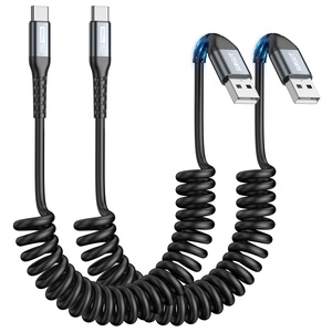 SUNGUY Nylon Braided Type-C Retractable Fast <b>Charging</b> <b>Cable</b> USB C Data Power <b>Cable</b> Charger for Mobile Phone Latop and Car Use - Product Image 1