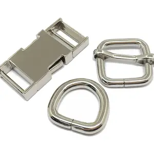 Großhandel Hardware Gold Ring Press Schnell verschluss Clip Hunde halsband Metalls chnalle Set für Pet Leach
