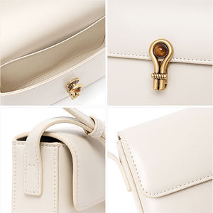 Bolso de hombro de cuero genuino de alta calidad para mujer, lujoso y a la moda, bolso de cuero vacuno sencillo y elegante para mujer. - Product Image 5