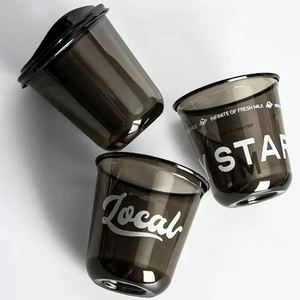 Custom Disposable 90mm98mm Black Clear PET <b>Plastic</b> Cold <b>Cup</b> Iced <b>Drink</b> Coffee Boba Tea Soda <b>Plastic</b> <b>Cup</b> with Lids - Product Image 1