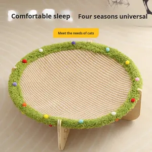 Lit pour chat et chien en bambou doux toutes saisons avec planche à gratter intégrée et hamac amovible et lavable à la main uniquement - Product Image 3