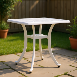 Tavolo da Patio in Alluminio Pressofuso Bianco, Quadrato 20.9 Pollici, per Uso Esterno, Design Contemporaneo Durevole - Product Image 2