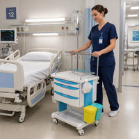 Carrito de Tratamiento Médico Profesional Moderno con 3 Cajones, Carro de Enfermería de Hospital de ABS, Estante para Anestesia, Carro de Tratamiento para ER y UCI
