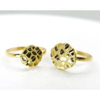 Bijoux Rainbowking Hip Hop Fashion 14k plaqué or Nugget Round Circle Ring pour hommes/femmes