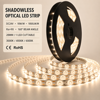 Bande LED sans ombre DC24V SMD2835 avec lentille optique, lumière linéaire sans points pour éclairage de plafond en profilé aluminium