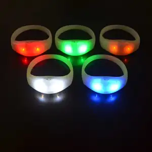 RGB OEM Logo Silicone Led Wristband Flashing Light up sound activated led bracelet