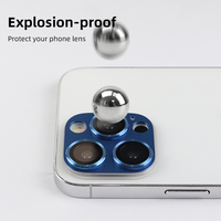 Protection d'écran en verre trempé pour appareil photo de téléphone portable en métal pour Iphone12 13 14 Pro Max