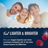 Gummies Détox Nettoyantes pour le Colon à Action Rapide et Dégonfleantes pour la Régularité et la Santé Intestinale, Soutien Marque Blanche, Cure de 15 Jours, 60 Gummies