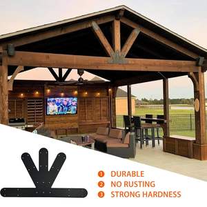 Plaque de pignon, support de connecteur en treillis enduit de poudre noire <span class=keywords><strong>poutre</strong></span> en <span class=keywords><strong>bois</strong></span> fixe, plaque de pignon décorative - Product Image 2