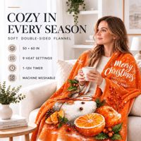 Couverture en flanelle polaire douce et chaude avec motif rennes et traîneau de Noël pour canapé et lit, décoration de fêtes, vente en gros personnalisée