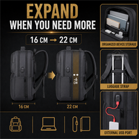 Sac à dos professionnel extensible OEM personnalisé avec rangement optimisé pour appareils et fonctionnalités de voyage pour importateurs de marques