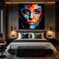 Tableau mural moderne et stylé sur toile, peinture à l'huile abstraite faite à la main, écologique, portrait coloré, décoration intérieure, cadeaux
