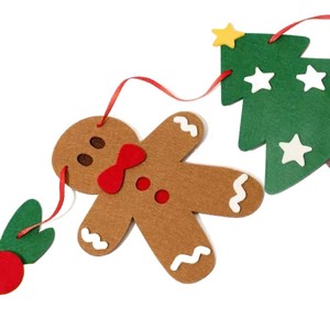 Guirlande de Noël en feutre multi-styles pour la vente en gros : Père Noël, Bonhomme de pain d'épices, Renne – Décoration murale pour Noël - Product Image 2