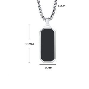 Collier pendentif en acier titane tendance, double face poli, forme de cœur, diamant personnalisé, chaîne à maillons pour pulls - Product Image 4