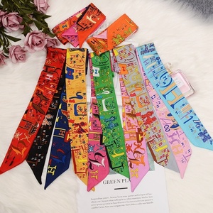 100x5cm European American Women's Printed Imitation Silk Narrow <strong>Scarf</strong> Twill Tie Bag Handle Small Ribbon Bag Hair - Product Image 1