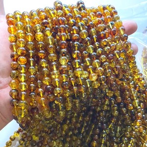 Vente en gros de perles d'ambre mouchetées de haute qualité de 6, 8 et 10 mm, perles rondes en pierre semi-précieuse pour la fabrication de bijoux DIY - Product Image 5