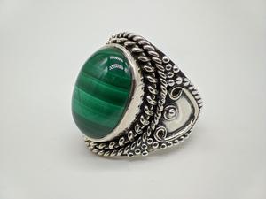 Bague en malachite verte naturelle pour hommes et femmes, faite à la main, ajustable, bijoux de mode, vente en gros - Product Image 6