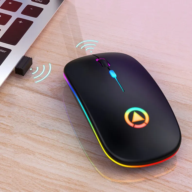 Hot Selling A2 Ultra-Thin 2.4GHz Wireless RGB LED Gaming Mouse Mini Silent Mute Rechargeable with Colorful Lights Computer Mouse