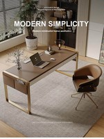 Bureau d'ordinateur haut de gamme en cuir de selle, style chinois, moderne et simple, pour la maison, le bureau ou le salon