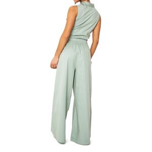 Pantalones de Algodón con Cordón Ajustable de Estilo Casual de Alta Calidad OEM para Mujer, Pantalones Anchos de Popelina - Product Image 3