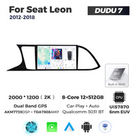 Systèmes multimédias automobiles Android DUDU pour Seat Leon 2012-2018 avec écran, navigation, musique, CarPlay et Android Auto