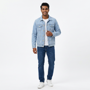 Veste en jean pour hommes pour l'hiver Vêtements longs boutonnés de grande taille Manteaux pour hommes - Product Image 1