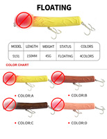 Leurre de pêche artificiel flottant 150mm 45g pour eau salée, type crayon, pour pêche au lancer, pour la pêche au bar et au vairon, wobblers