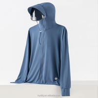 Veste imperméable à large bord pour la protection solaire, masque facial détachable, lunettes de protection, respirante, légère, à manches longues, pour la randonnée en plein air en été