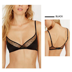 Sexy Lace Bralette Women Mesh Dot Bra Translucent Thin <strong>Bralet</strong> Triangle Cup <strong>Black</strong> Brassiere Unlined Bras - Product Image 3