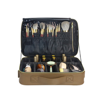 Portable 34x23x12 cm sac de maquillage de voyage sac cosmétique Support personnalisation sac de maquillage en cuir PU étanche avec bandoulière