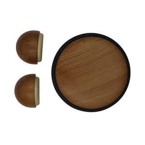 Butée de <span class=keywords><strong>porte</strong></span> coulissante en acier inoxydable Loquet de <span class=keywords><strong>porte</strong></span> robuste avec anneau en caoutchouc Finition couleur bois pour un fonctionnement en douceur durable - Product Image 1