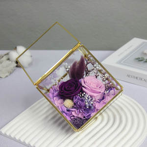 TC ฝาครอบแก้วดอกกุหลาบดอกไม้นิรันดร์ของขวัญวันวาเลนไทน์สำหรับผู้หญิงที่เก็บรักษาดอกไม้สำเร็จ - Product Image 6