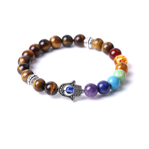 <span class=keywords><strong>Bracelet</strong></span> de Style Classique Perlé de 8mm avec Pierre de Pin Or Vert Bouddha Améthyste <span class=keywords><strong>Oeil</strong></span> de <span class=keywords><strong>Tigre</strong></span> Agate <span class=keywords><strong>7</strong></span> Chakra Boule Motif Cadeaux - Product Image 2