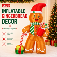 Décoration de Noël gonflable LED imperméable en forme de bonhomme en pain d'épices avec bonbons, idéale pour centres commerciaux et attractions de Noël