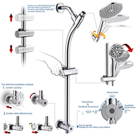 Ensemble de douche à main en acier inoxydable de haute qualité, pulvérisateur haute pression, fixation réglable pour salle de bain