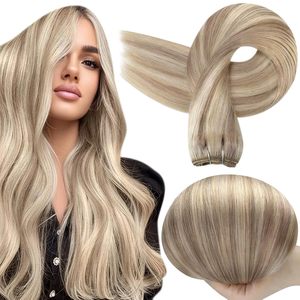 Haarverlengingen van echt haar 12-22 inch Naai-in haarverlengingen Steil haar Weft Kleur P18A-613 Bleach Blonde Mrshair - Product Image 1
