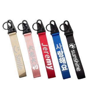 Custom Printed logo Woven Lanyard Nylon Jacquard Keychain Short Wrist Lanyard with Eagle Mouth <b>Hook</b> - Product Image 1