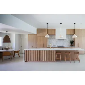 公寓和酒店用标准多功能家用高端木质贴面厨房家具