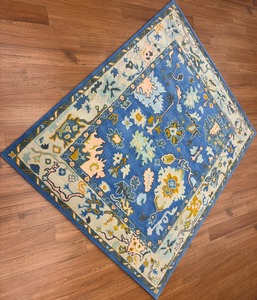 พรมขนสัตว์แบบถักมือสีเบจพรมทออกลายดอกไม้ทำด้วยมือแบบอินเดียกันไฟฟ้าสถิตย์สำหรับห้องนั่งเล่นห้องนอนของตกแต่งบ้าน - Product Image 4