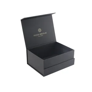 Manufacturer Customizes Black Magnetic Gift Packaging Boxes For Skin Care Serum